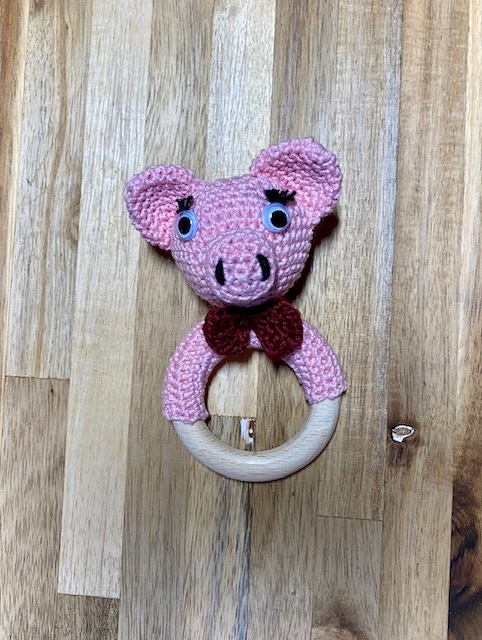 Crochet Pattern Pig Rattle, crochet Babyrattle
