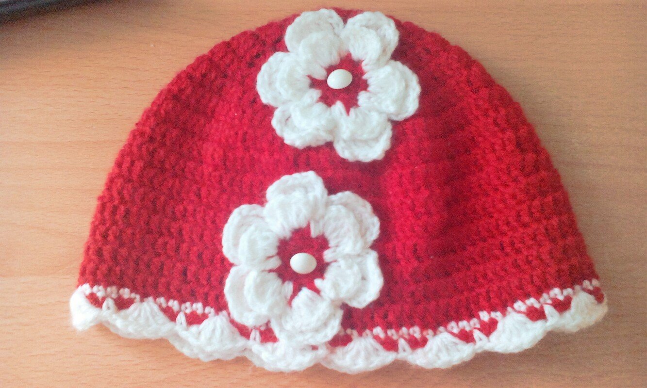 H&auml;kelanleitung Babym&uuml;tze "Pfingstrosen"