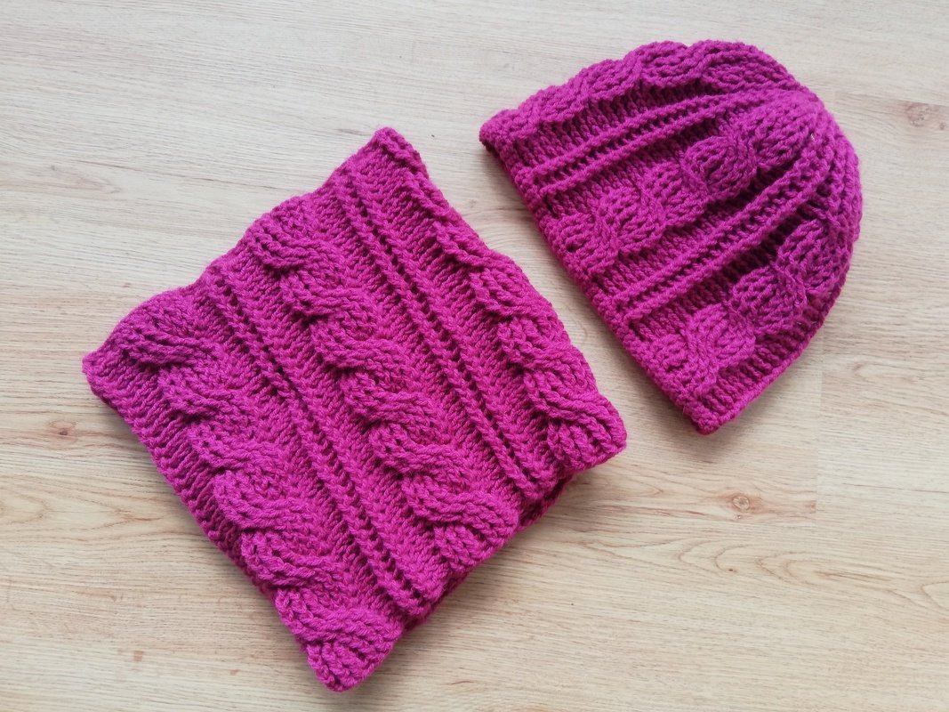 Wintersparset &quot;Braids weave&quot; Häkelanleitung für Mütze und Loop, unisex,