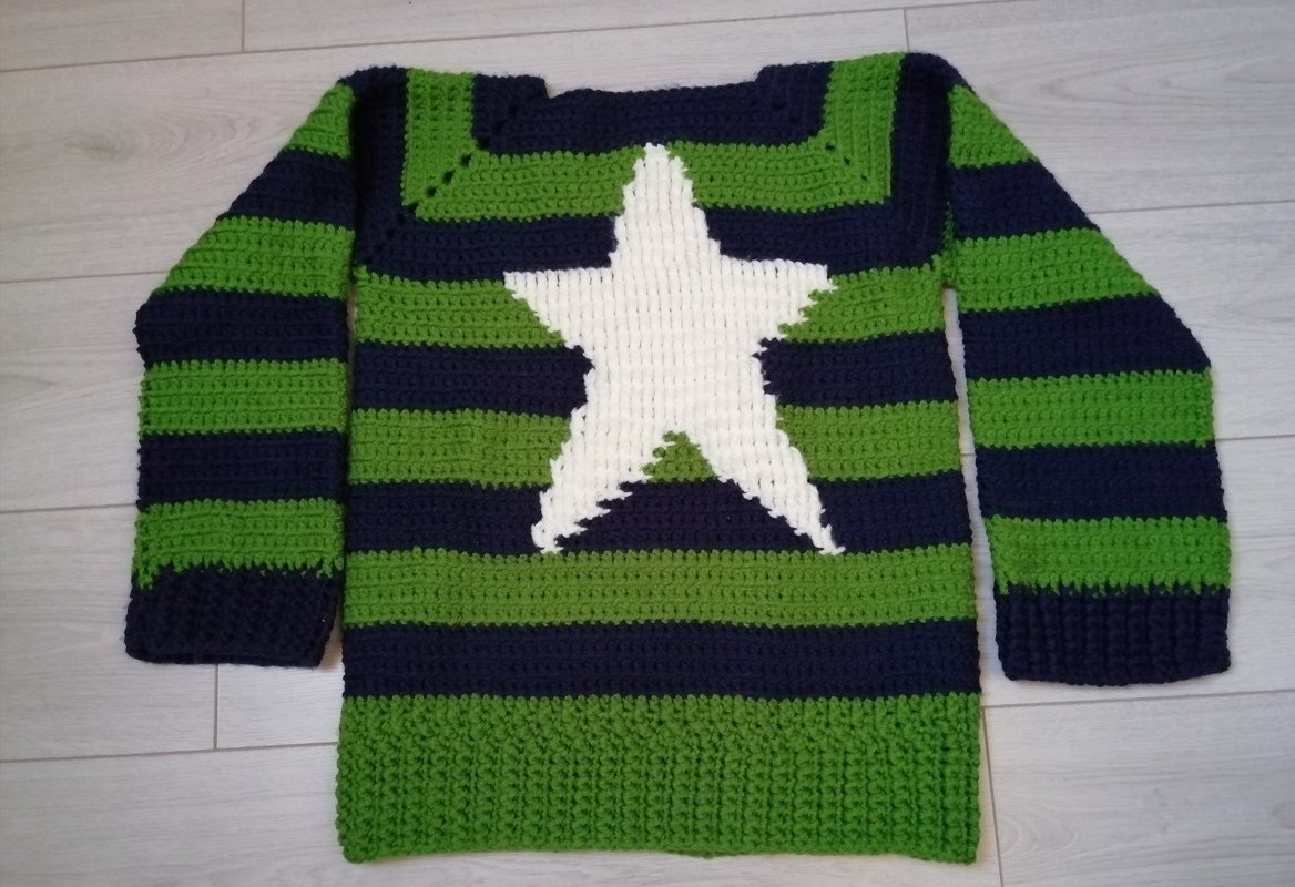 Häkelanleitung Pullover "star n' stripes" *jede Größe machbar*