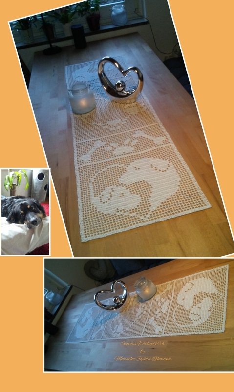 Häkeln / Tischläufer "Hundeliebe"