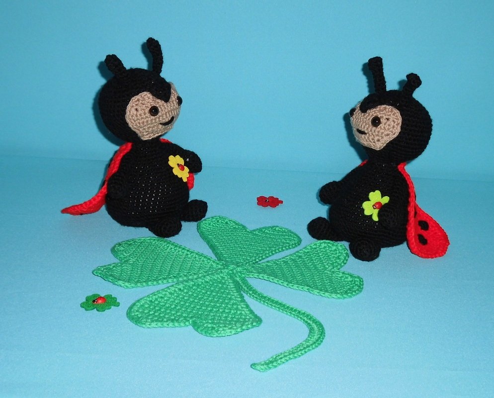 Glückskäfer mit Klee - Häkelanleitung