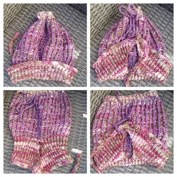 Hauptgarn 6 fädiger Sockenwolle doppelt genommen und als Schmuckgarn Zafira von hobbii.