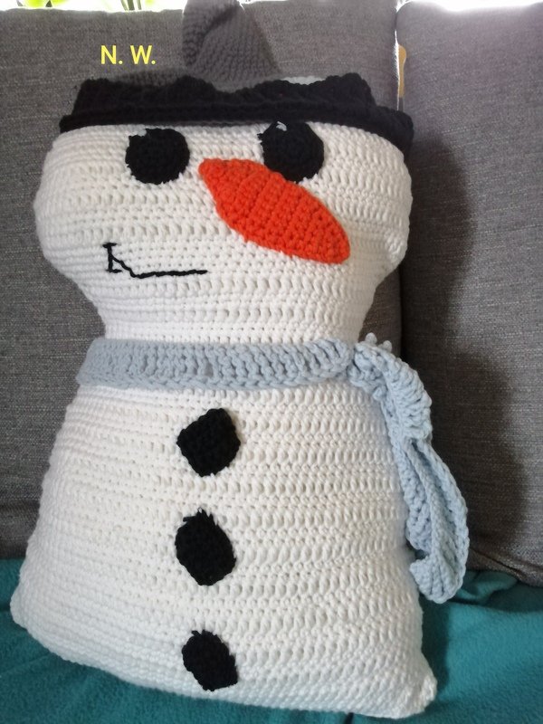 Dekokissen Schneemann XXL - Häkelanleitung