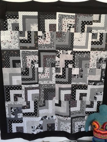 Patchwork, Heimdecke in Schwarz/Weiß