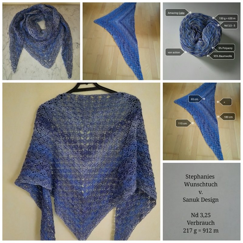 Stephanies Wunschtuch, kostenlose Häkelanleitung für flaches Dreiecktuch