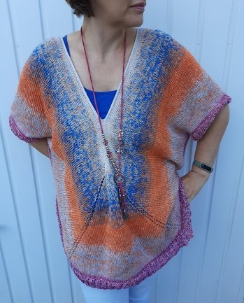 Eine Fleißarbeit, die sehr viel Spaß gemacht hat und die man nach dem kniffligen i-cord-Anfang gemütlich zu Ende stricken kann.
Ich habe 2 Sommerbobbel gleichzeitig gestrickt, also 6-fädig.