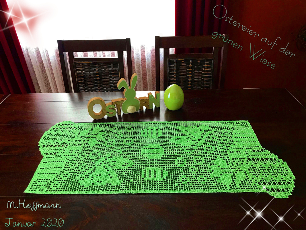 Tischläufer "Ostereier auf der grünen Wiese"