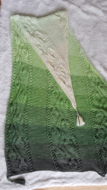 Strickanleitung Tuch Minas Tirith - Dreieckstuch mit Blätterranke