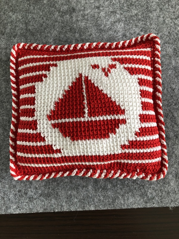 Sparset 4 Maritime Topflappen / tunesisch gehäkelt