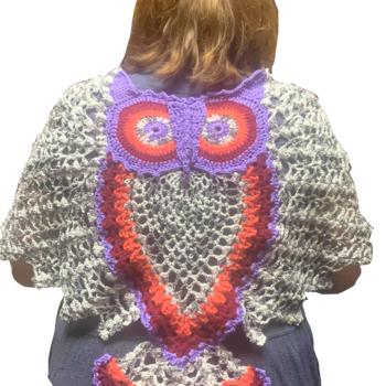 This is the picture of the Owl Shawl I made!