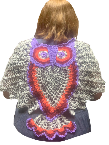 This is the picture of the Owl Shawl I made!