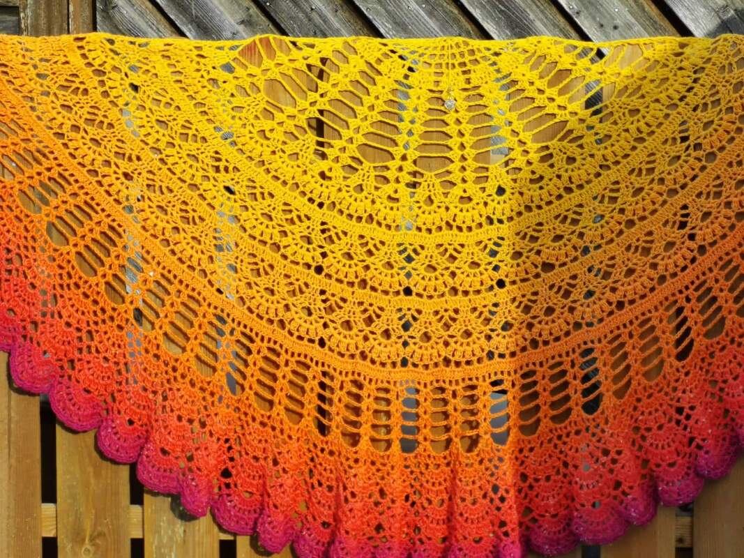 Häkelanleitung Schultertuch Halbrundtuch Rainbow