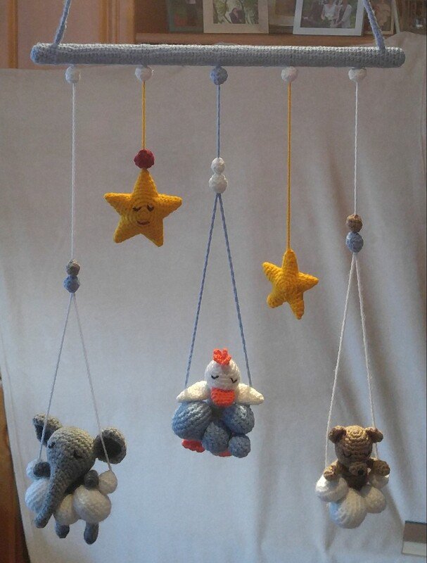 Mobile und mehr, der Mond mit Freunden, Häkelanleitung von DaDaDe