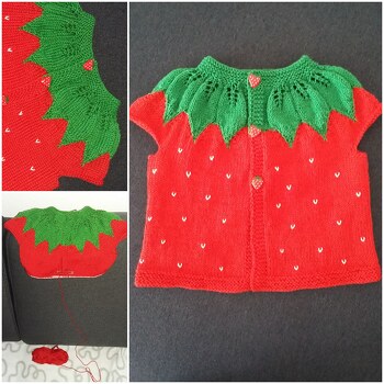 ...Erdbeerjäckchen nach dieser schönen Anleitung  gestrickt 🍓
