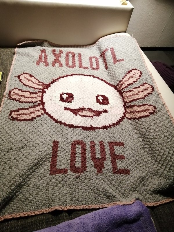 Häkelmuster * Axolotl LOVE * Grafik für C2C Decke