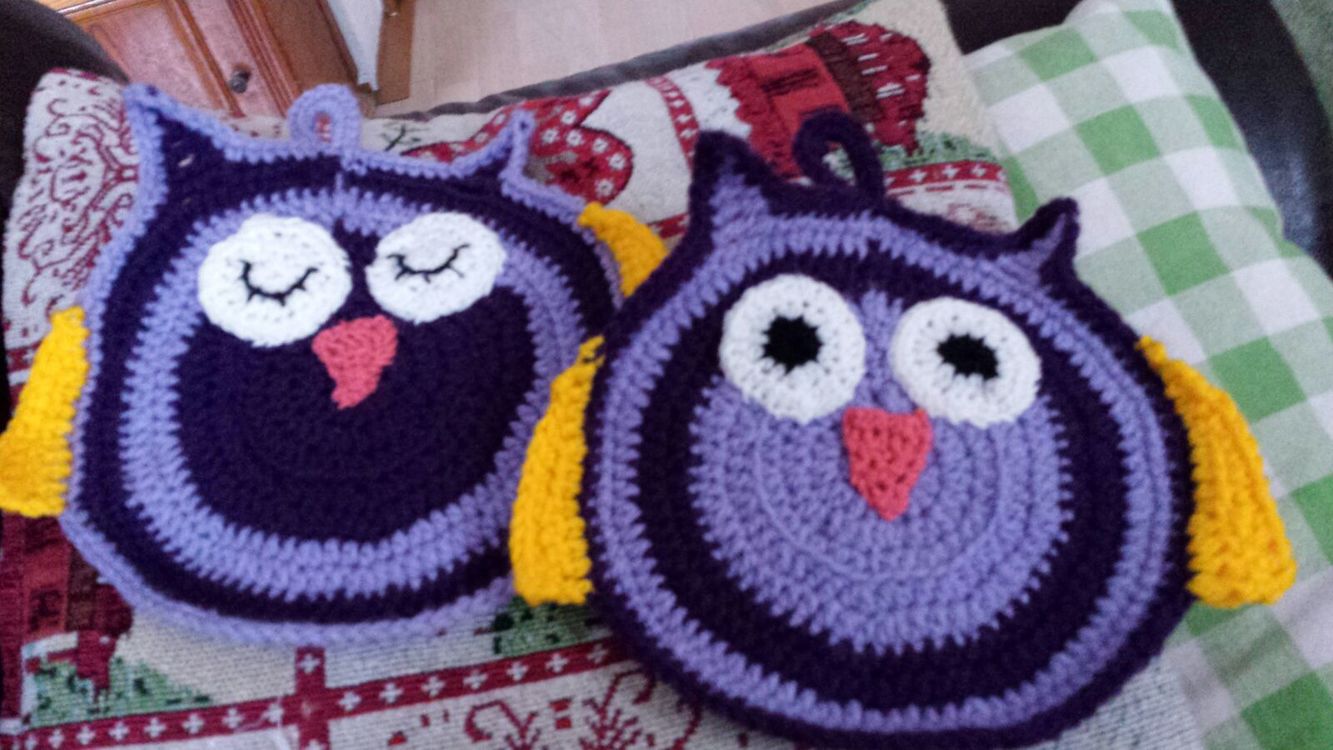 Handarbeiten Foto Häkelanleitung Topflappen Eule