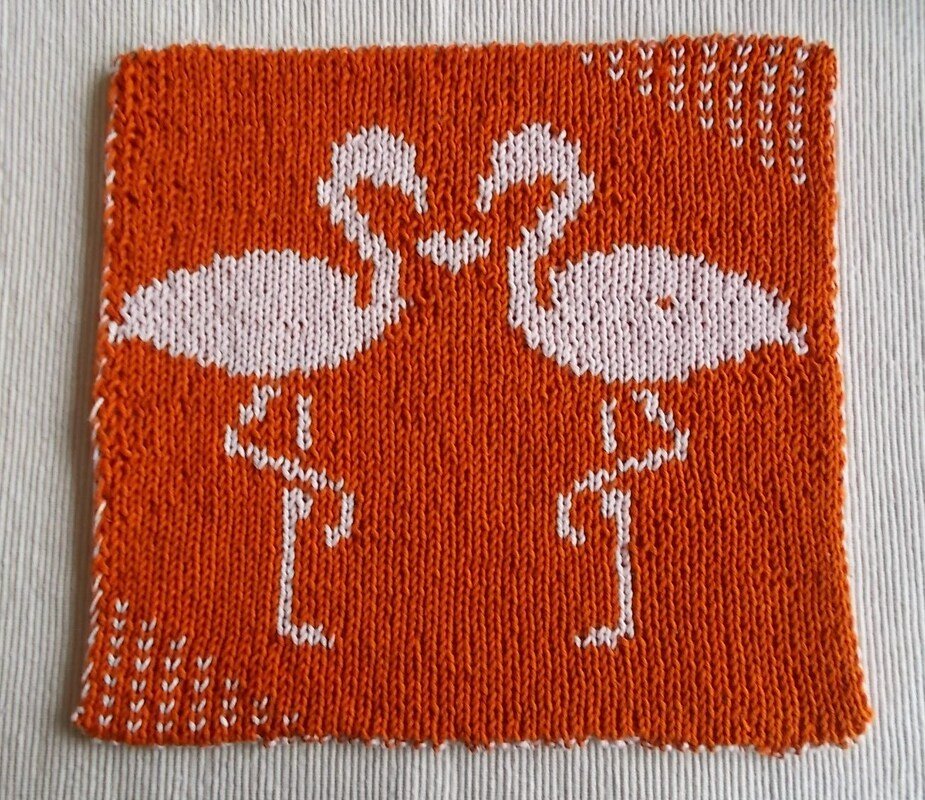 Double Knitting Pattern Potholders &quot;Flamingo Love&quot;