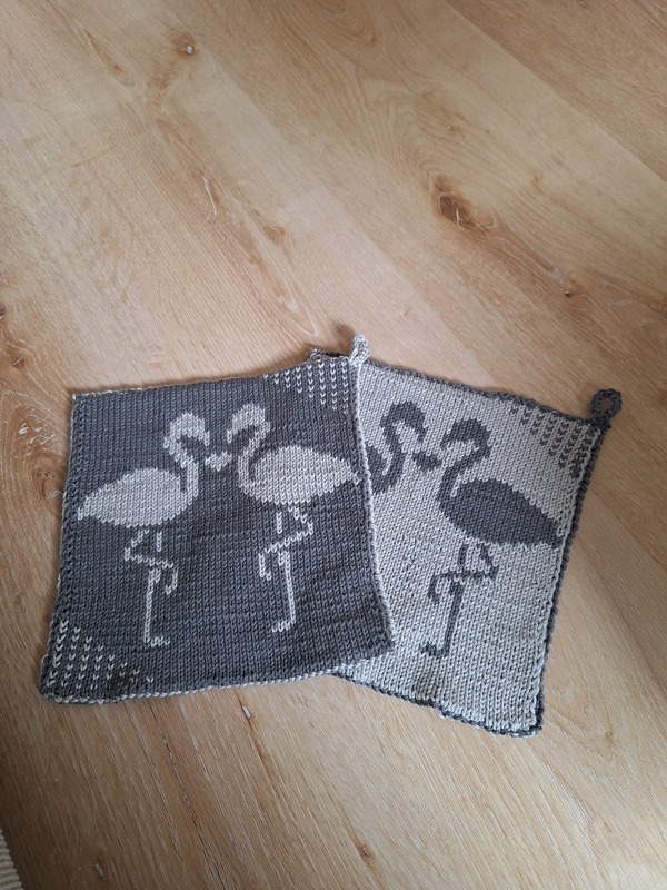 Strickanleitung Topflappen "Flamingo Love" in Doubleface