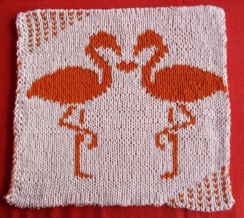 Hier ist die andere Seite der Topflappen in orange mit pfirsich.