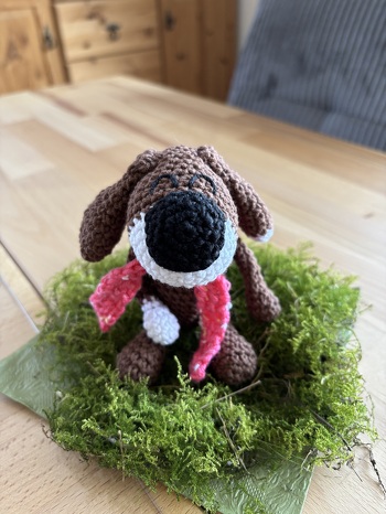 Super Anleitung, hat Spaß gemacht diesem kleinen Freund Leben einzuhäkeln 😊
Dieser Minigrinsehund namens Charles geht ab sofort auf große Reise 🇬🇧🐶