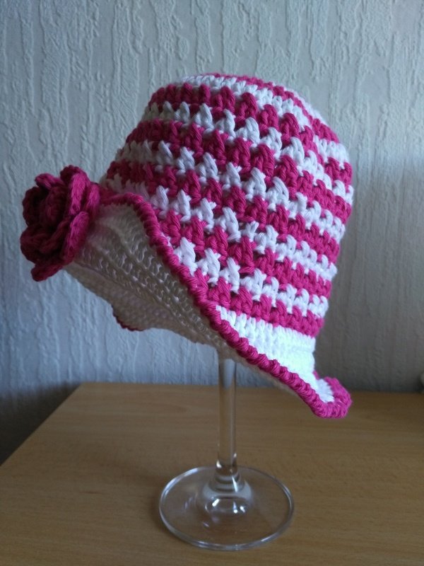 Sommerhütchen, Hütchen, Babyhut, Kinderhut, ca. 40 - 55 cm KU, Sommerhut, Anleitung, Häkelanleitung, häkeln