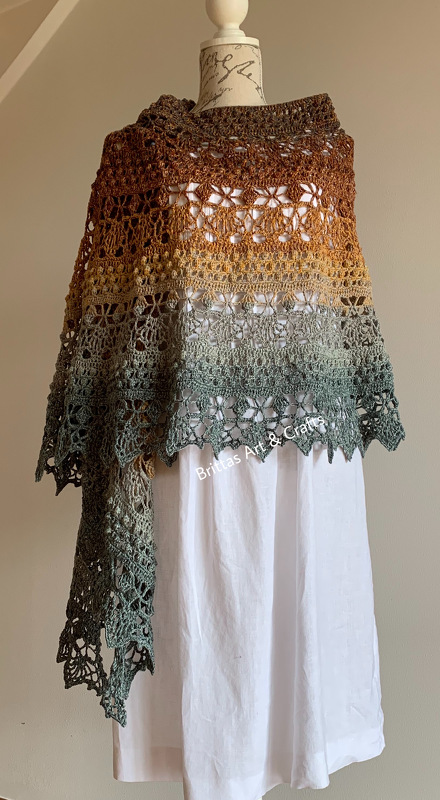 "Botswana" Crochet Shawl Crescent or Stole Bride Pattern