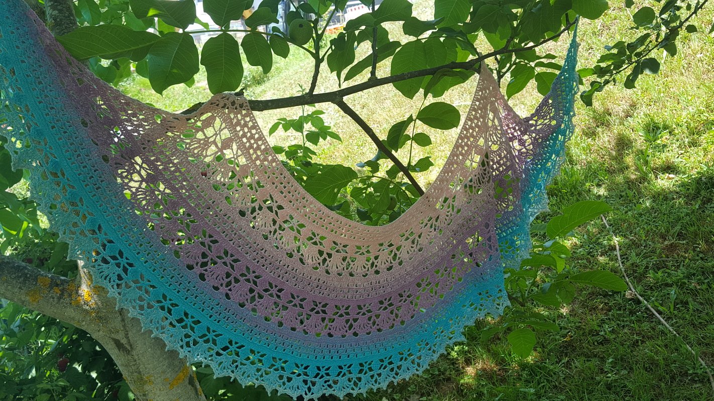 "Botswana" Crochet Shawl Crescent or Stole Bride Pattern