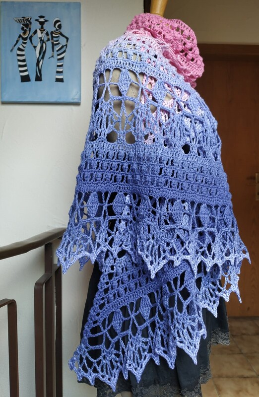 "Botswana" Crochet Shawl Crescent or Stole Bride Pattern