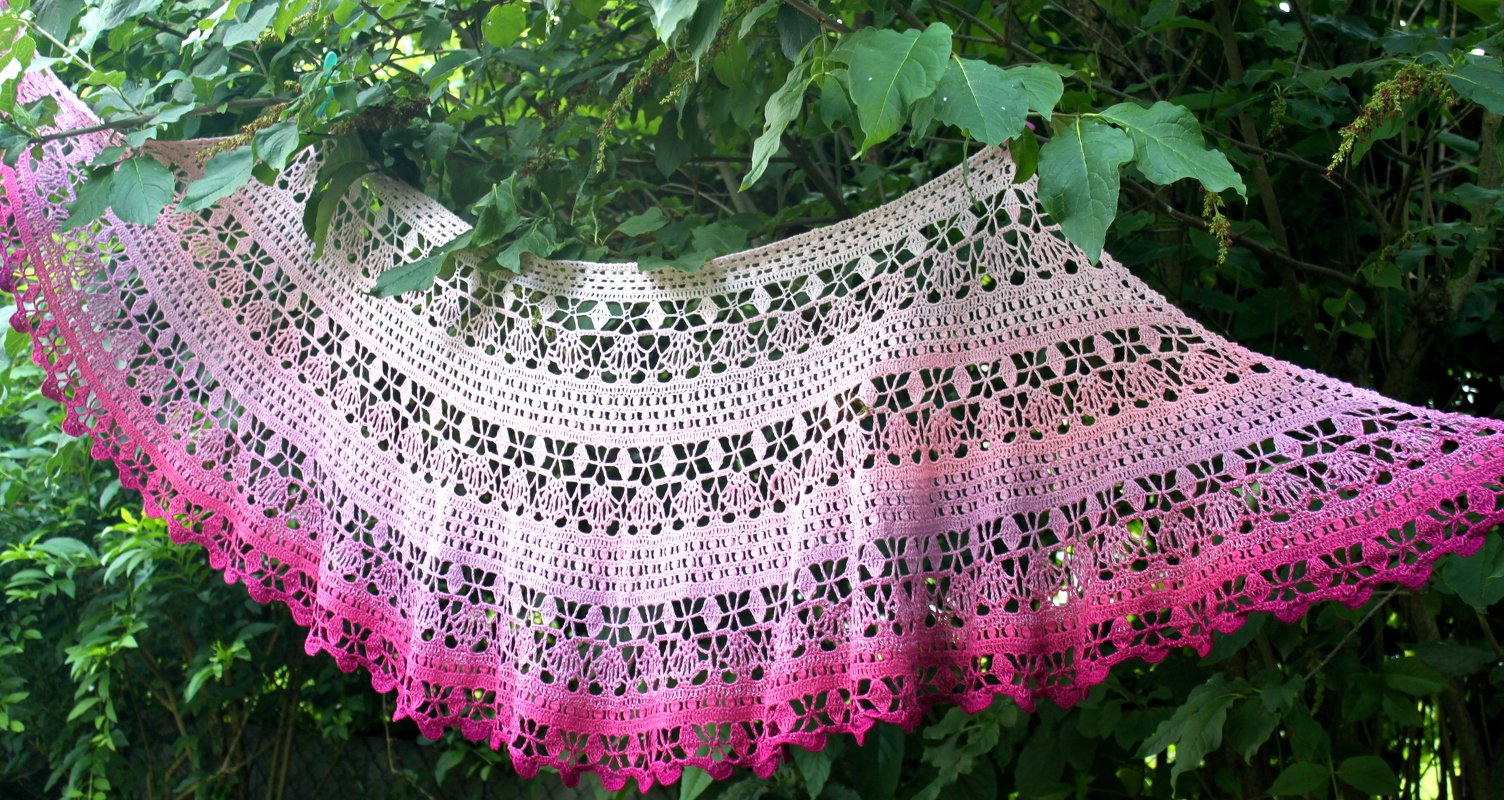 "Botswana" Häkeltuch halbrund oder Stola Anleitung