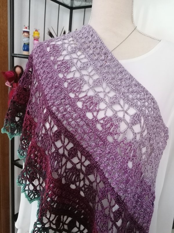 &quot;Botswana&quot; Crochet Shawl Crescent or Stole Bride Pattern