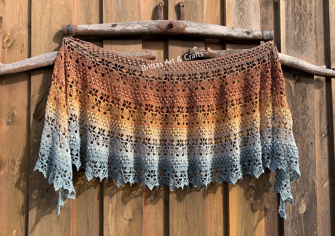 "Botswana" Häkeltuch halbrund oder Stola Anleitung