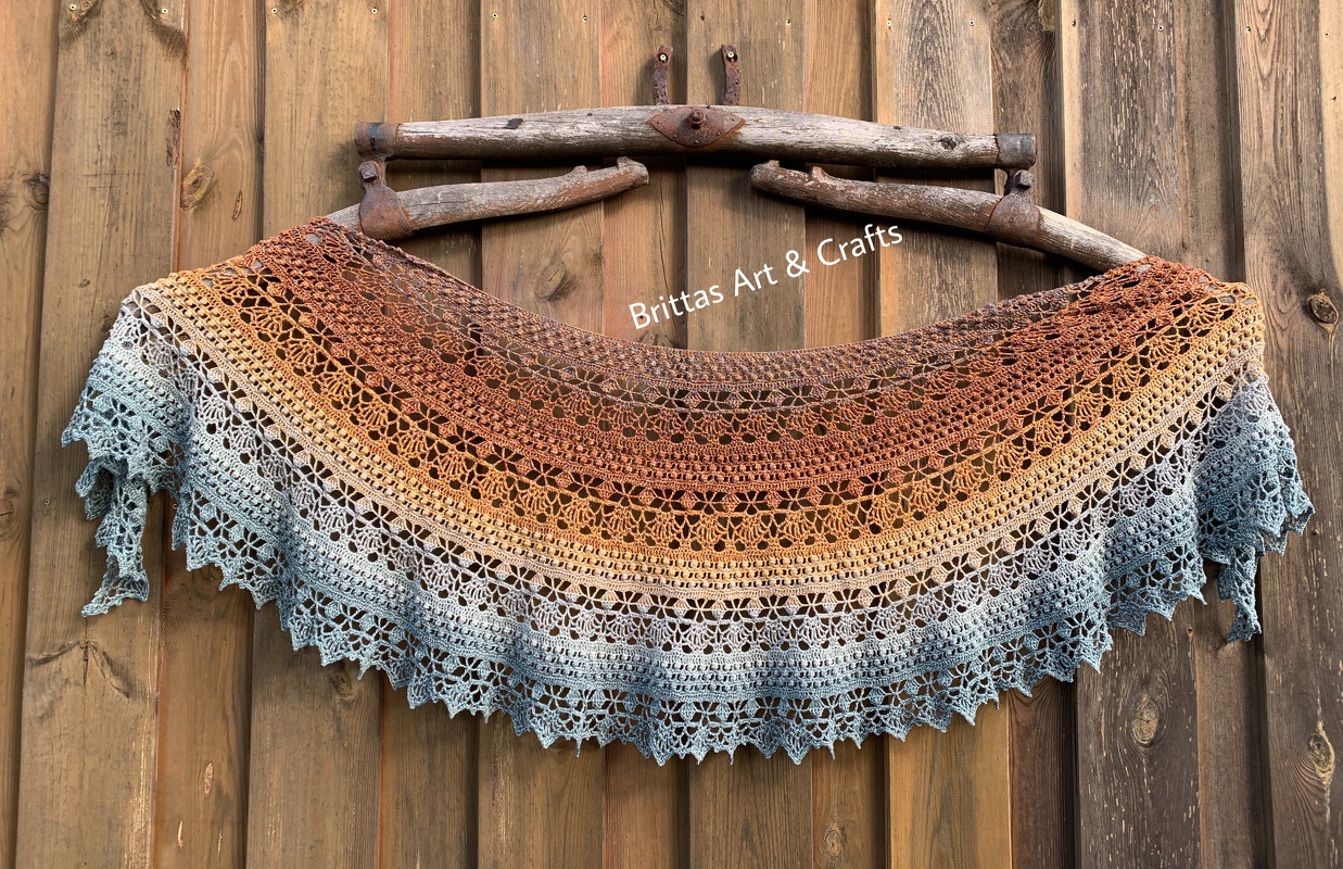 "Botswana" Crochet Shawl Crescent or Stole Bride Pattern