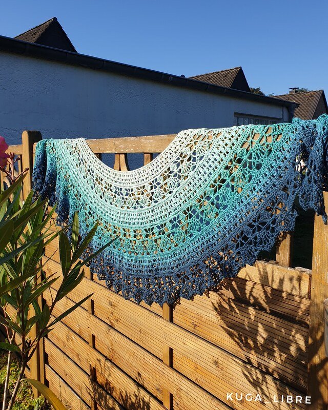 "Botswana" Crochet Shawl Crescent or Stole Bride Pattern