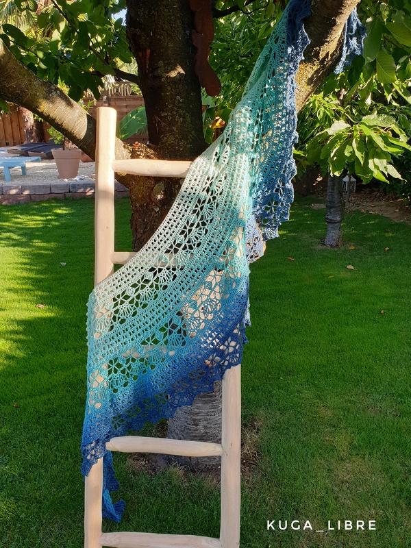 "Botswana" Crochet Shawl Crescent or Stole Bride Pattern