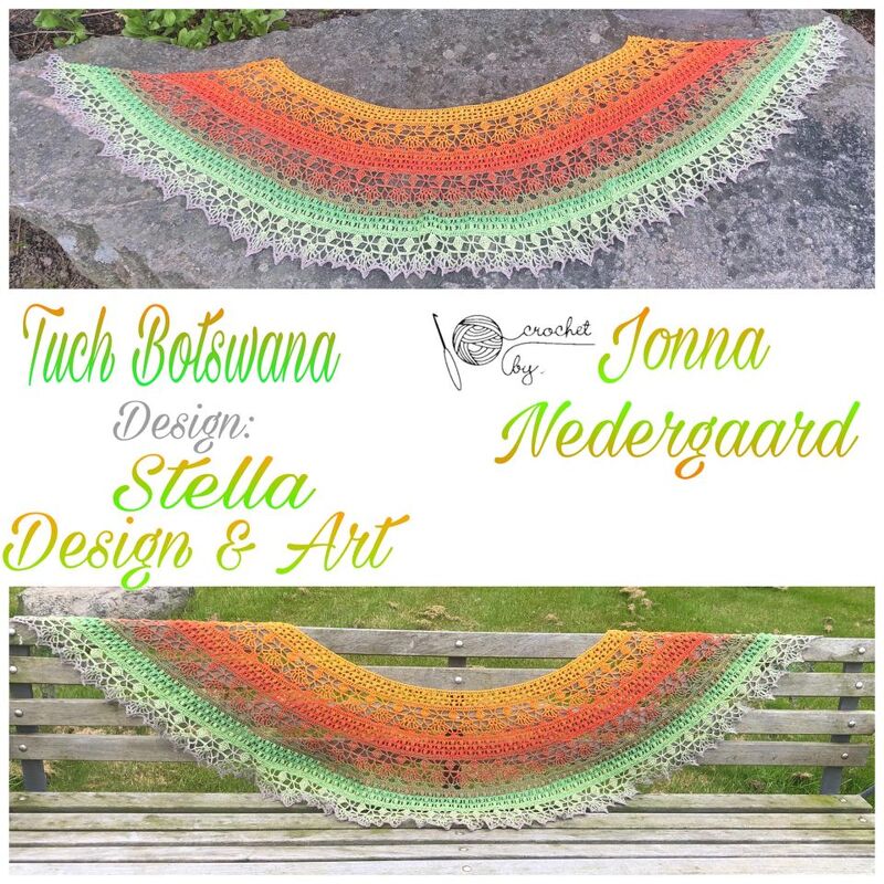 "Botswana" Crochet Shawl Crescent or Stole Bride Pattern