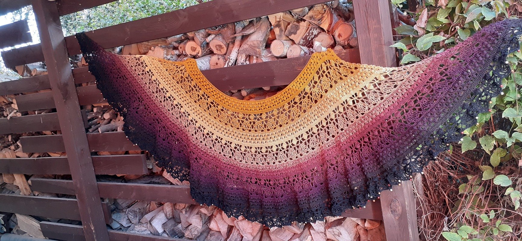 "Botswana" Crochet Shawl Crescent or Stole Bride Pattern