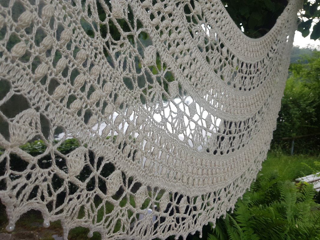 &quot;Botswana&quot; Crochet Shawl Crescent or Stole Bride Pattern