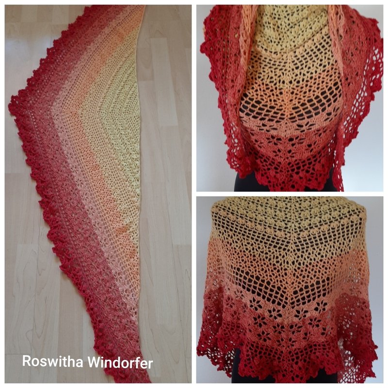 *Überarbeitet* Anleitung Tuch „Dancing Flowers“ - ein flaches Dreieckstuch