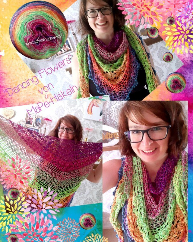 *Überarbeitet* Anleitung Tuch „Dancing Flowers“ - ein flaches Dreieckstuch