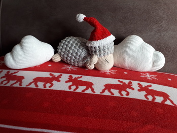 Etwas knifflig mit den Noppen und das annähen des Kopfes hat mich fast zur Verzweiflung gebracht 🙈aber bin dennoch zufrieden mit dem Ergebnis.
Autorin ist super😊👌👍
Und noch zusätzlich eine Weihnachtskombi dazu gemacht 😂