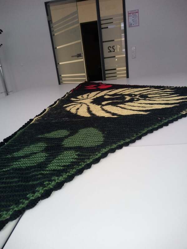 Löwenkopf, Schattenstricken, Illusionsstricken, Motivtuch