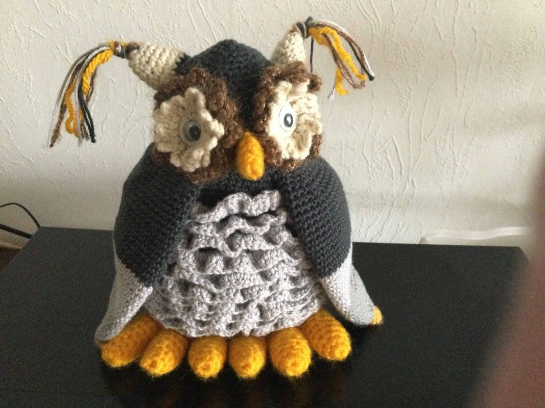 Häkelanleitung Eule Schuhubert