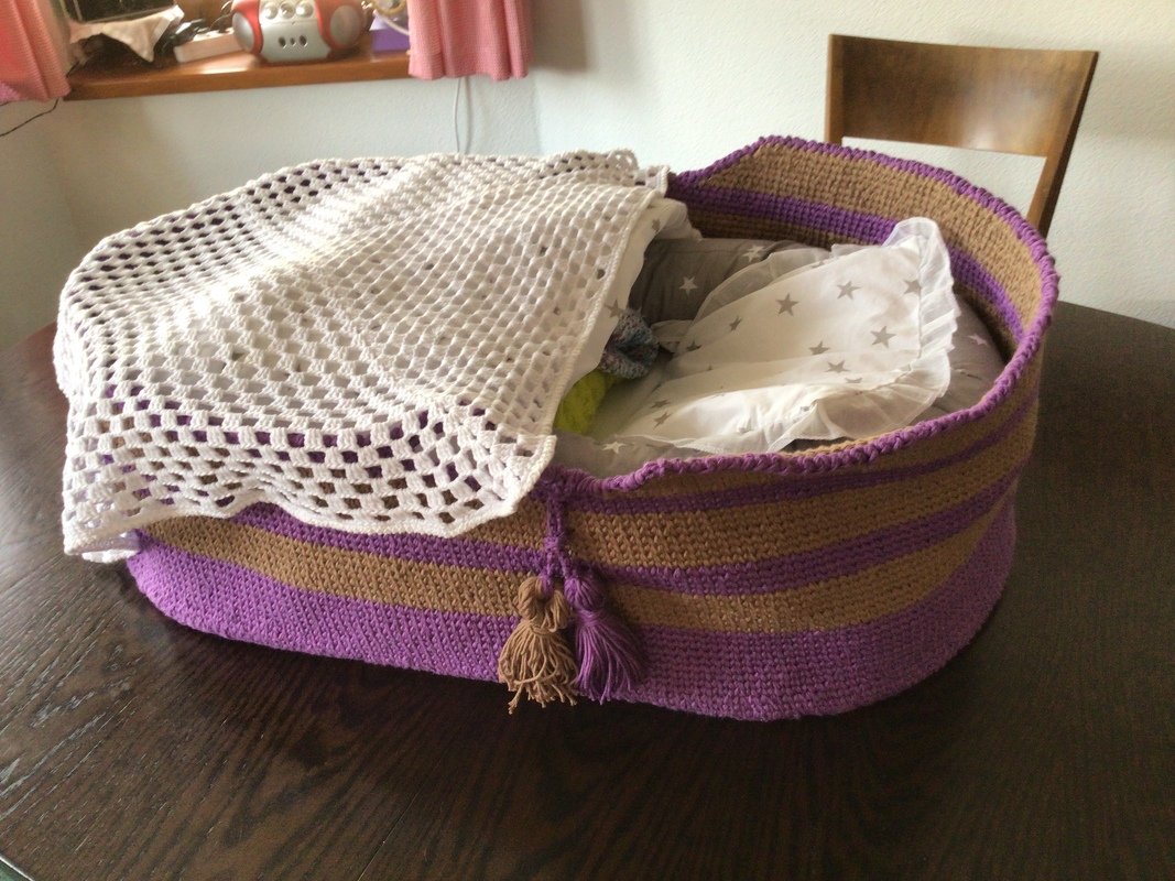 - LULLABY - Moseskorb häkeln, Babykorb, Babywiege, Babytrage, Babybett, mit Holzboden, jede Größe