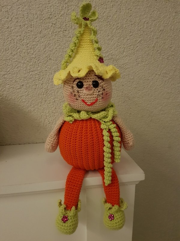 Kürbis Karlchen, großer Treppenhocker, Kantenhocker oder Türstopper Herbst