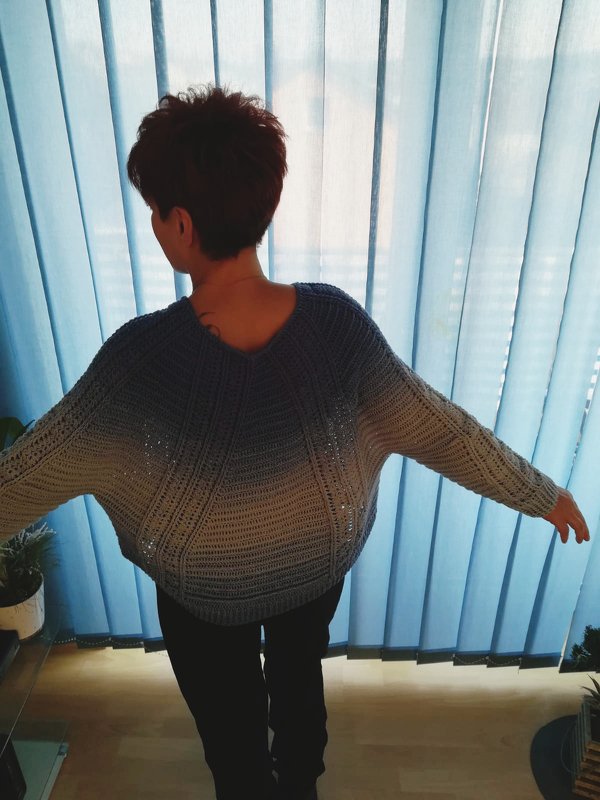 Häkelanleitung Poncho-Pulli/ Fledermauspullover "Albatros"