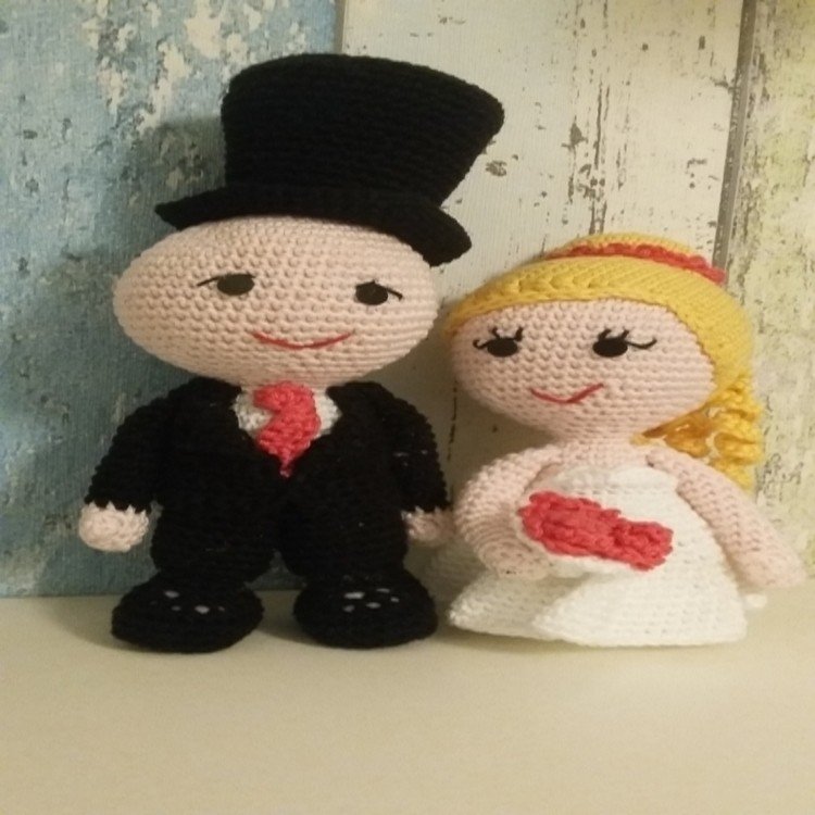  Häkelanleitung Brautpaar Braut Bräutigam Wellenkleid amigurumi 