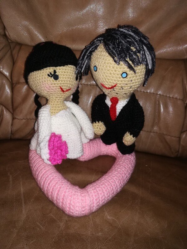  Häkelanleitung Brautpaar Braut Bräutigam Wellenkleid amigurumi 