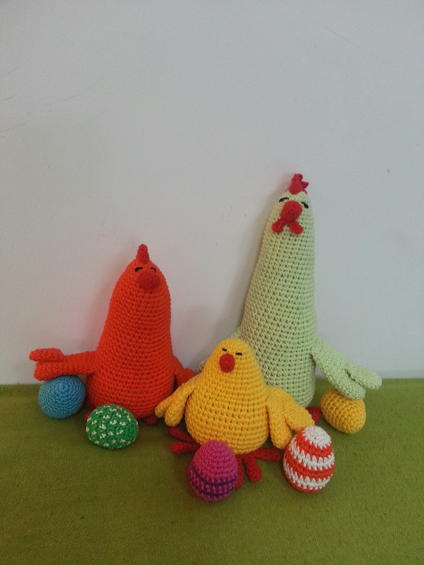 Hühner Trio - 3 Größen - Häkelanleitung