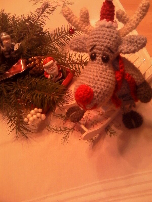 großer stehender Nikolaus mit GRATISANLEITUNG kleiner Elch Rentier